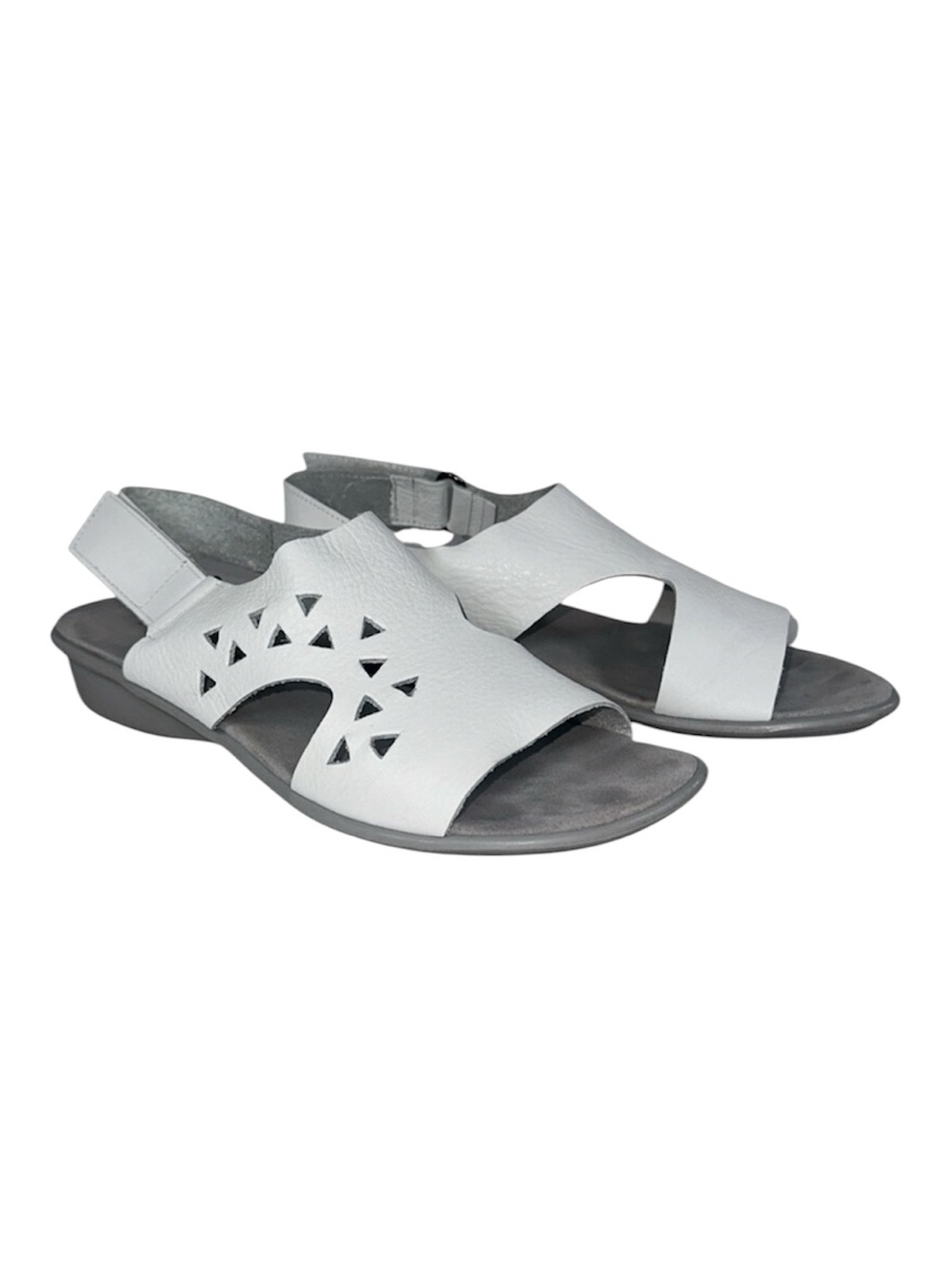 Sesto Meucci Eve White Low Wedge Leather Slingback Sandal Made in Italy Size 7.5